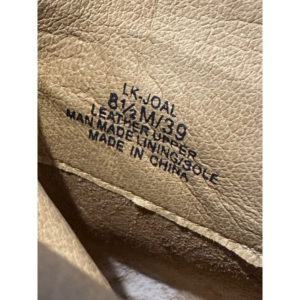 Lucky Brand Joal Peep Toe Leather Booties Women’s 8.5M Tan Block Heel Shoes